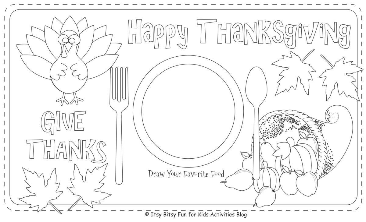 Free printable thanksgiving placemat activity sheets for kids kids activities blog