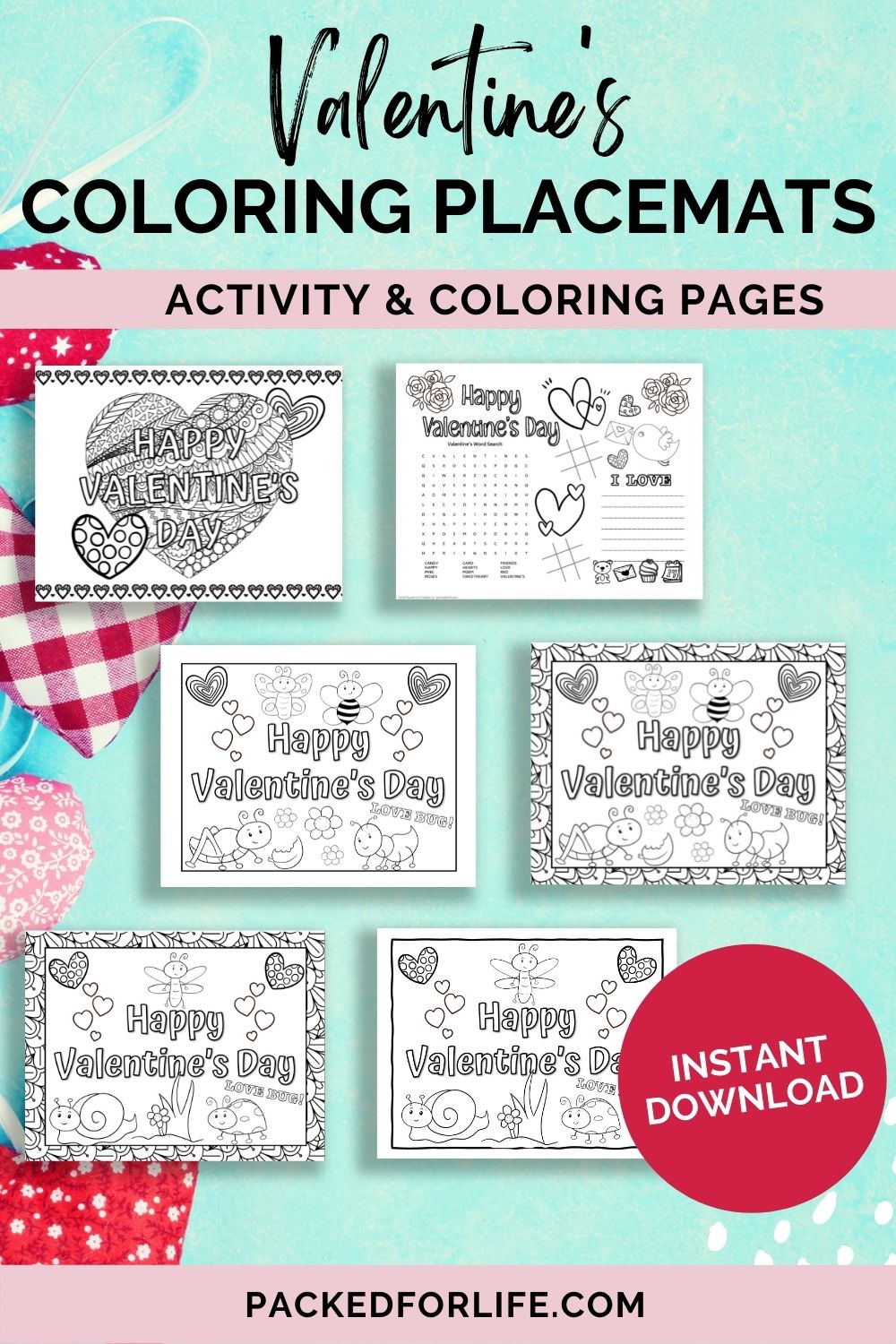 Valentines day coloring placemats â packed for life