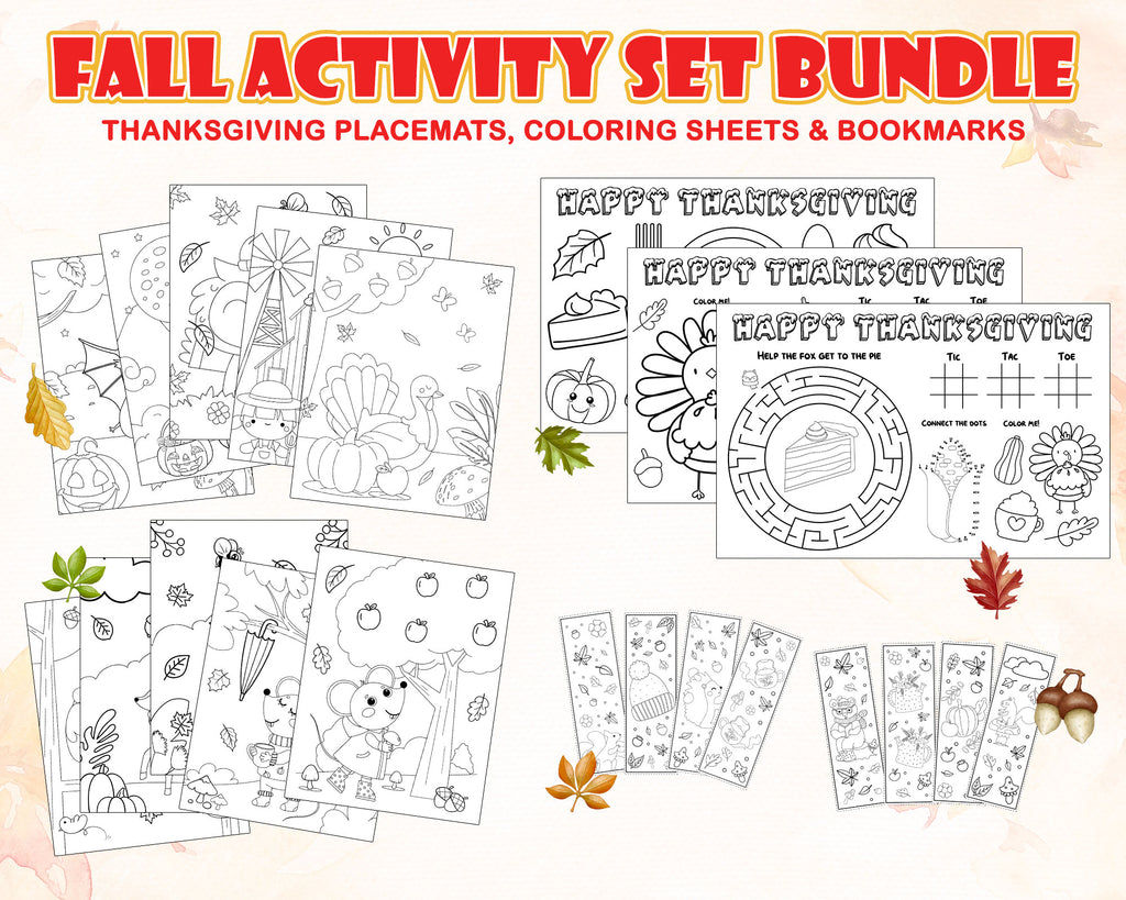 Printable fall activity pages for kids bundle pdf thanksgiving activi â posh park