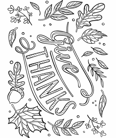 Give thanks placemat coloring page