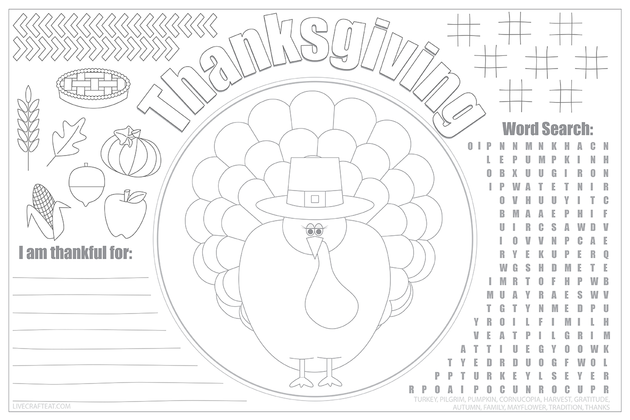 Printable thanksgiving placemats for kids