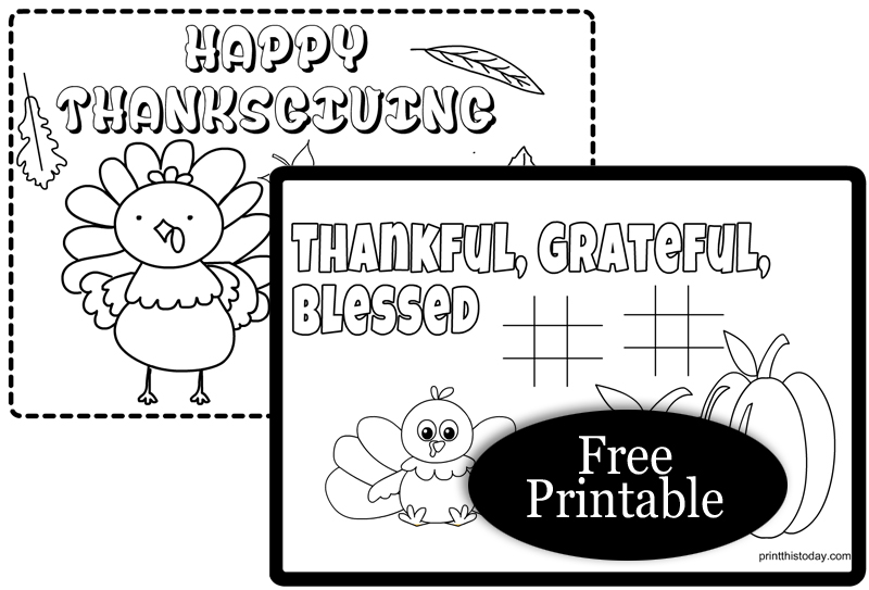 Free printable thanksgiving placemats for kids