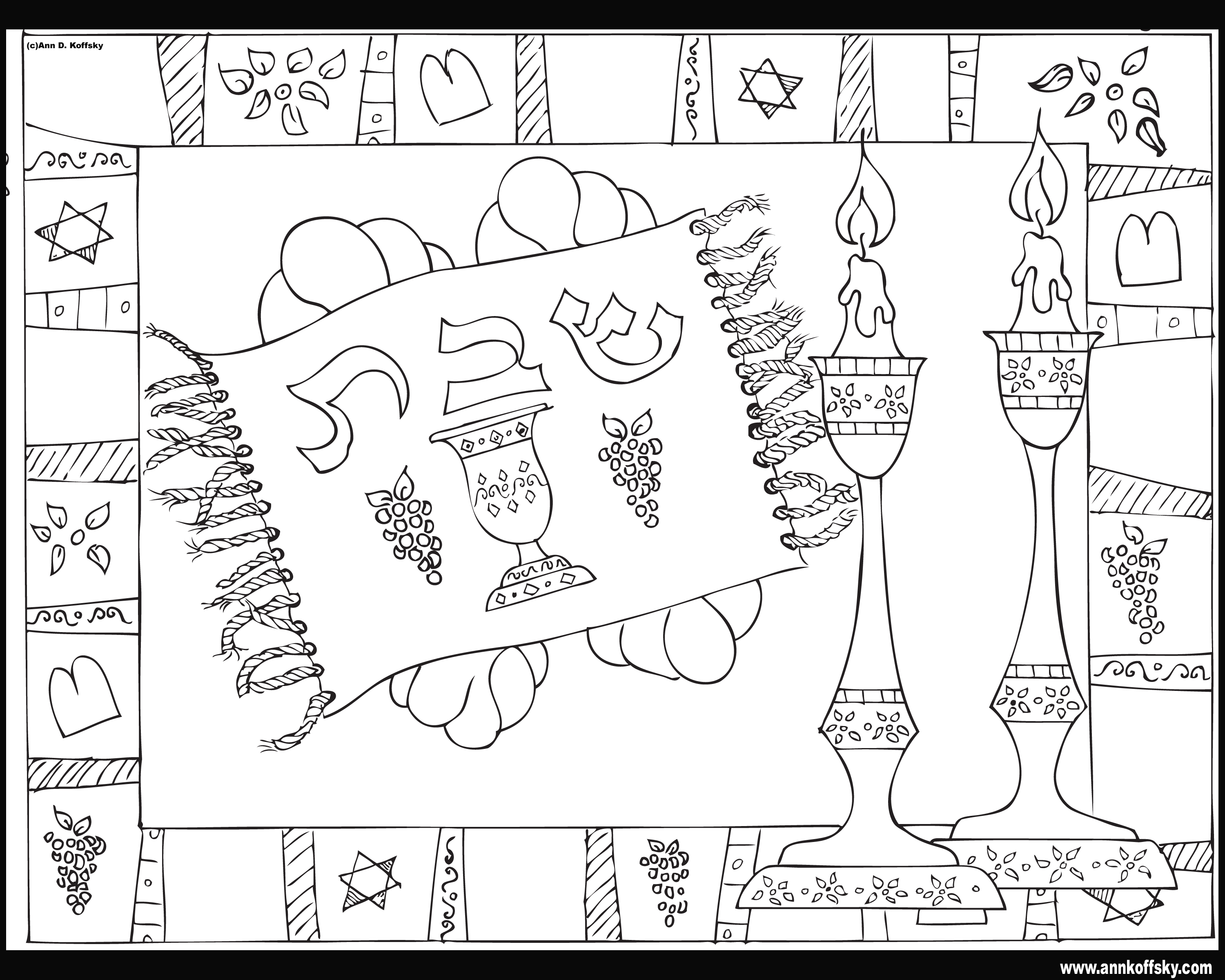 Shabbat coloring page â ann d koffsky