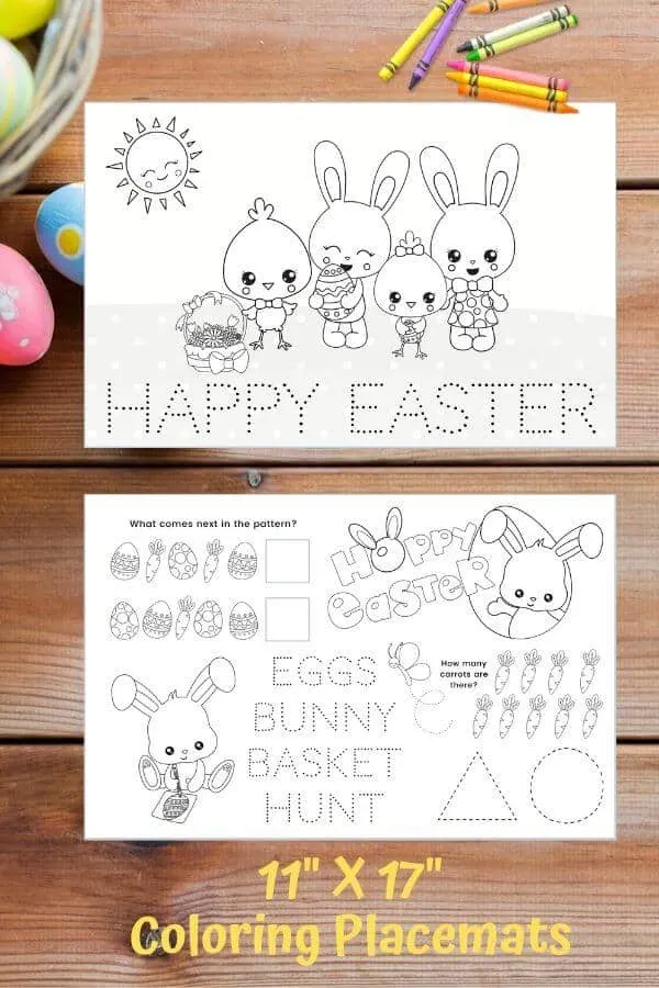 Free printable happy easter coloring pagesplacemats for kids the mom friend