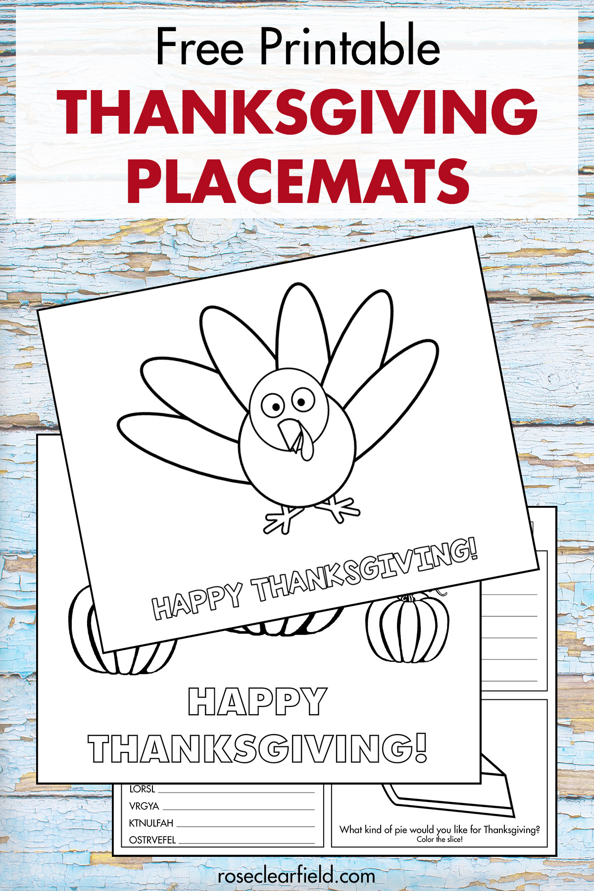 Free printable thanksgiving placemats to color