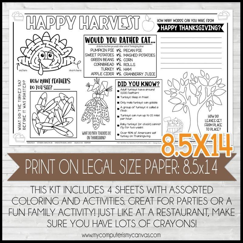 Placemat activity sheets thanksgiving printable â my puter is my canvas bloom to balm