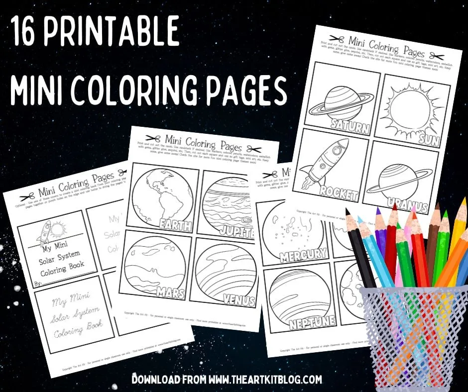 Mini space solar system coloring pages free printable download â the art kit