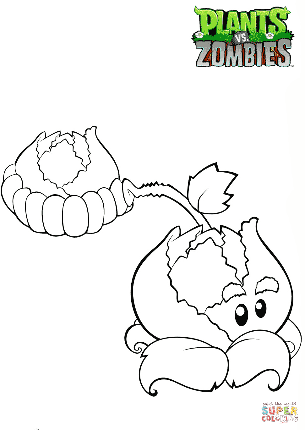 Plants vs zombies cabbage pult coloring page free printable coloring pages