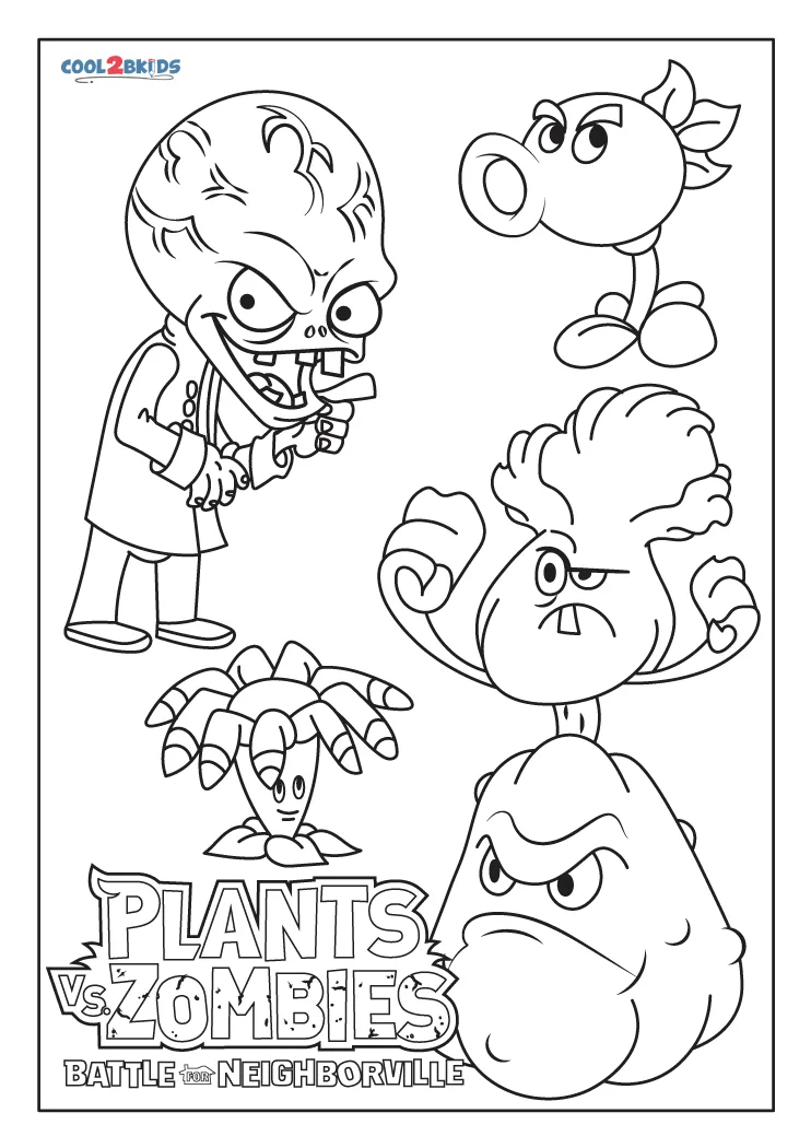 Free printable plants vs zombies battle for neighborville coloring pages for kids