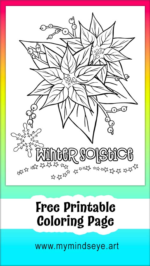 Winter solstice poinsettia coloring page c