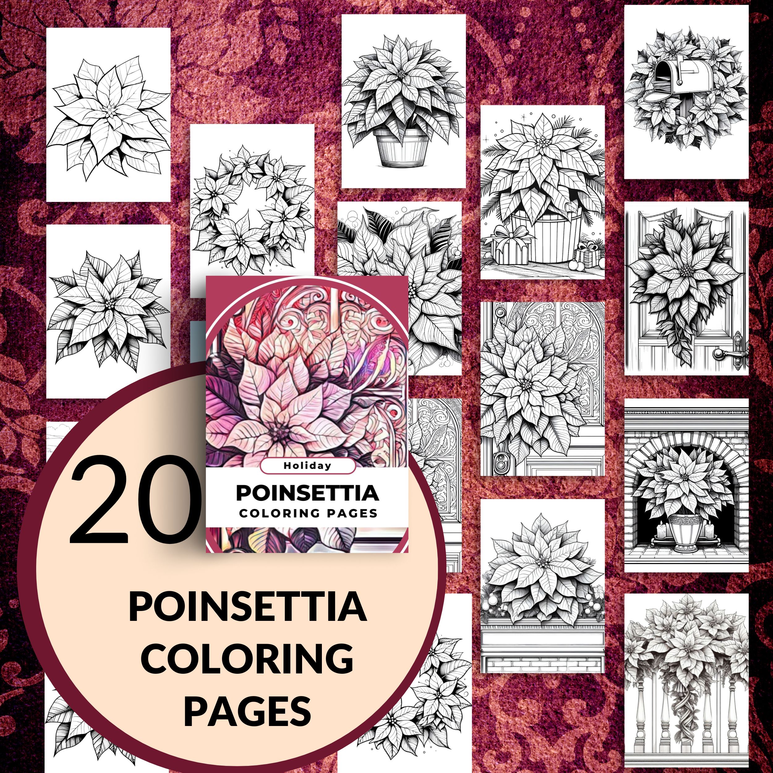 Poinsettia coloring pages for kids and adults holiday christmas made by teachers