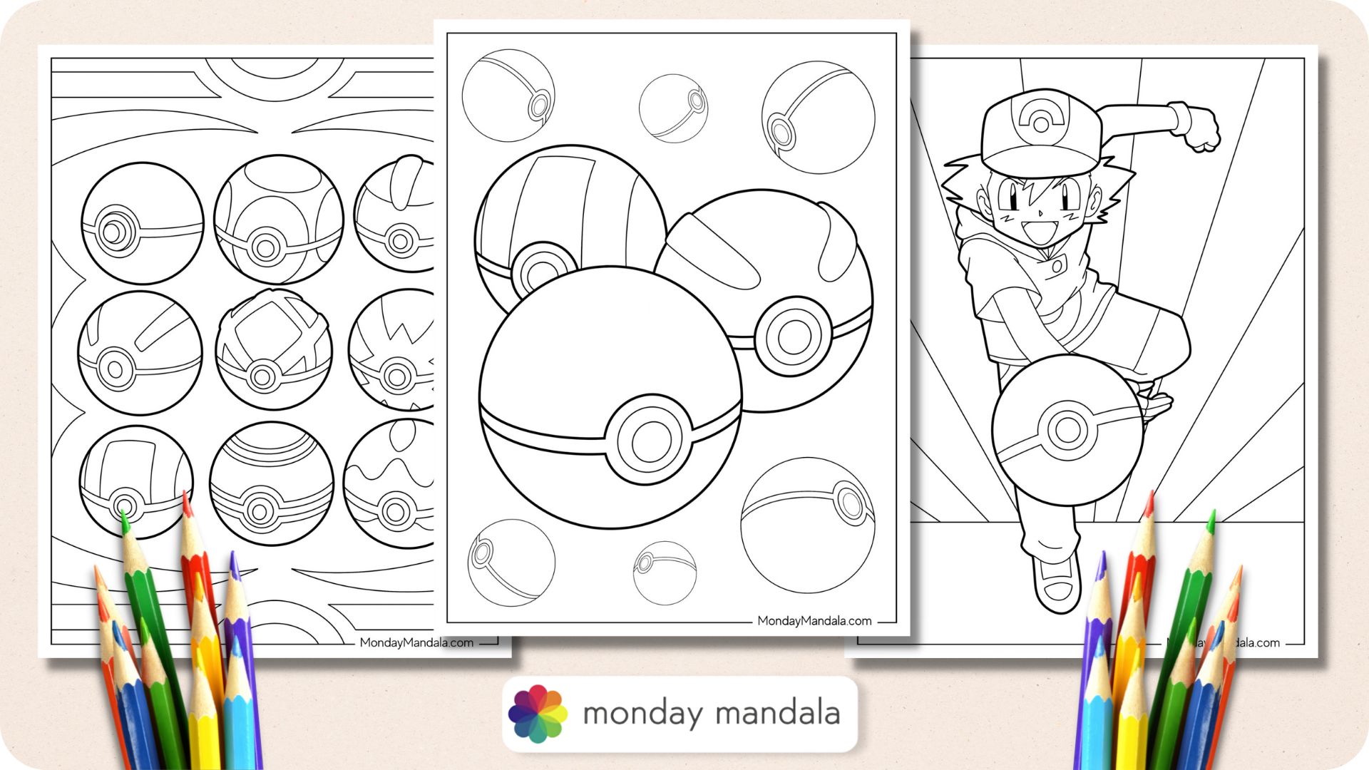 Pokãball coloring pages free pdf printables