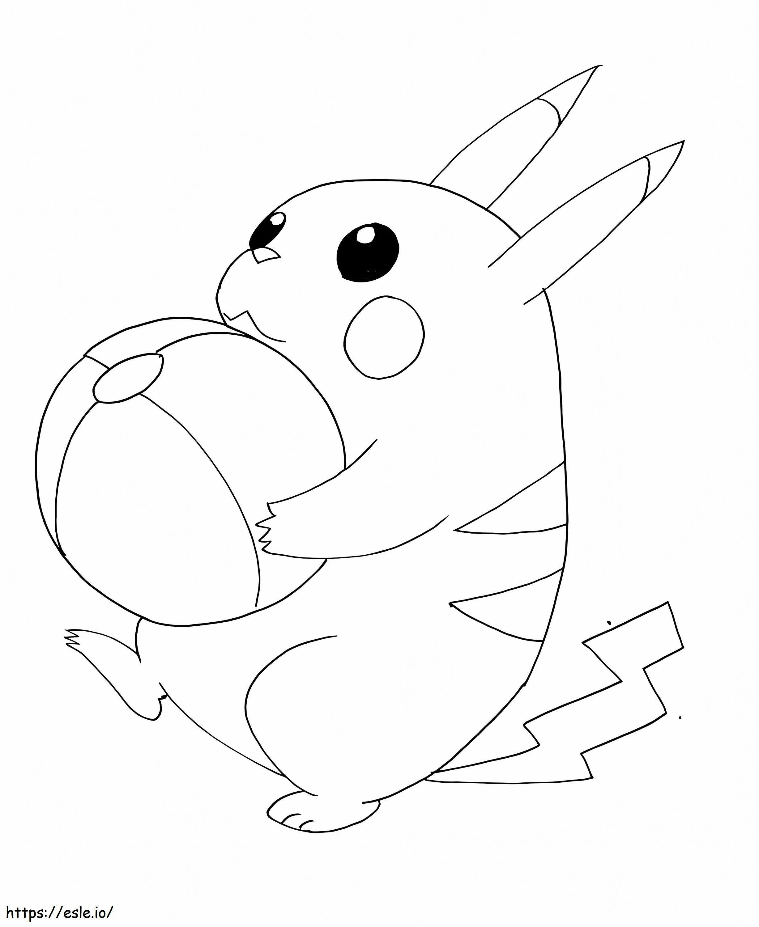 Pikachu with a ball coloring page