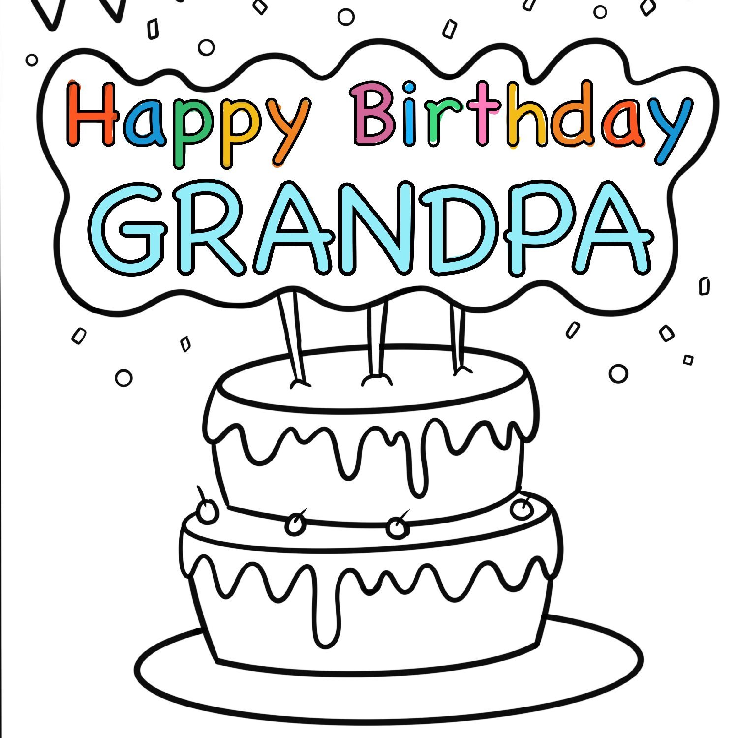 Happy birthday grandpa coloring page free printable