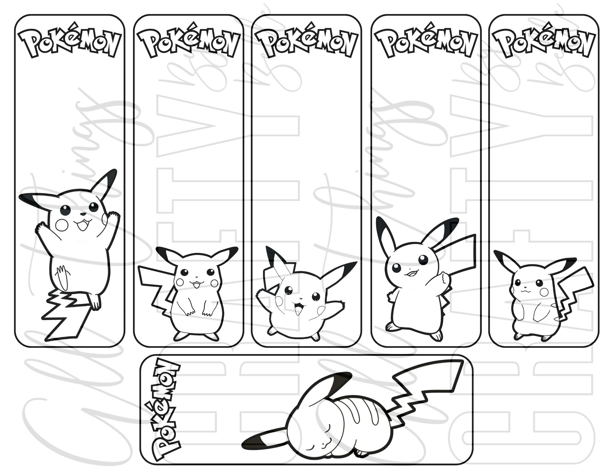 Pokemon printable coloring bookmarks pdf files individual bookmarks