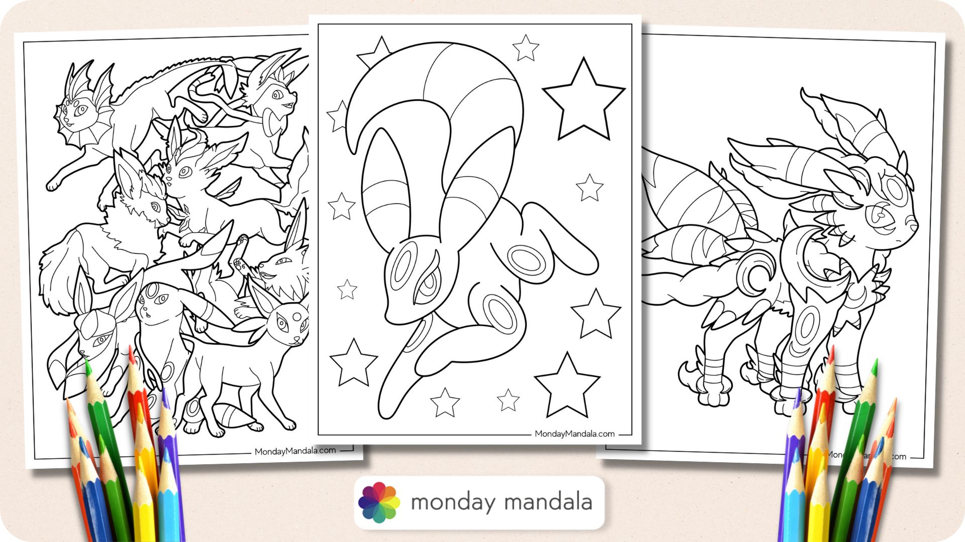 Umbreon coloring pages free pdf printables