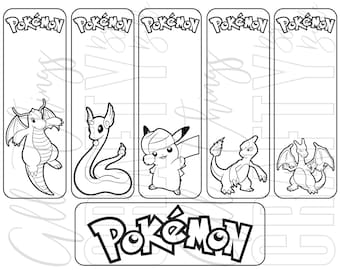 Pokemon printable coloring bookmarks pdf files individual bookmarks