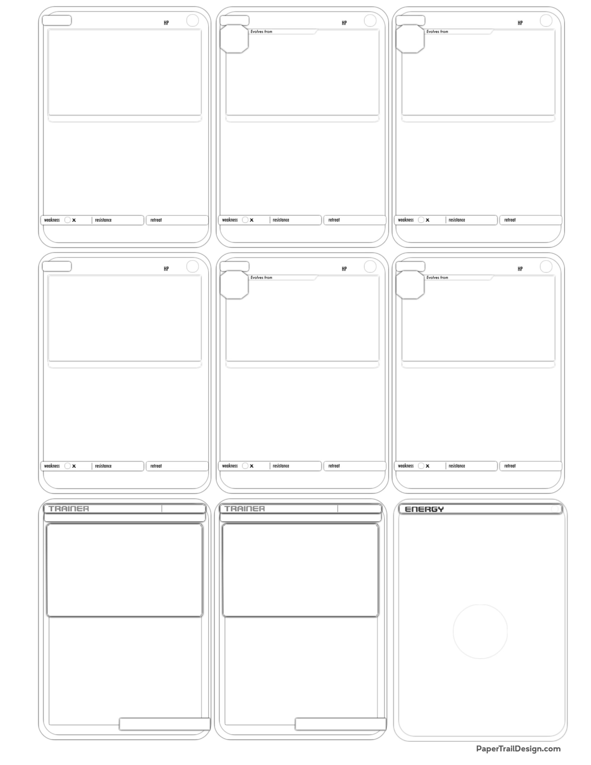 Pokãmon card template free printable