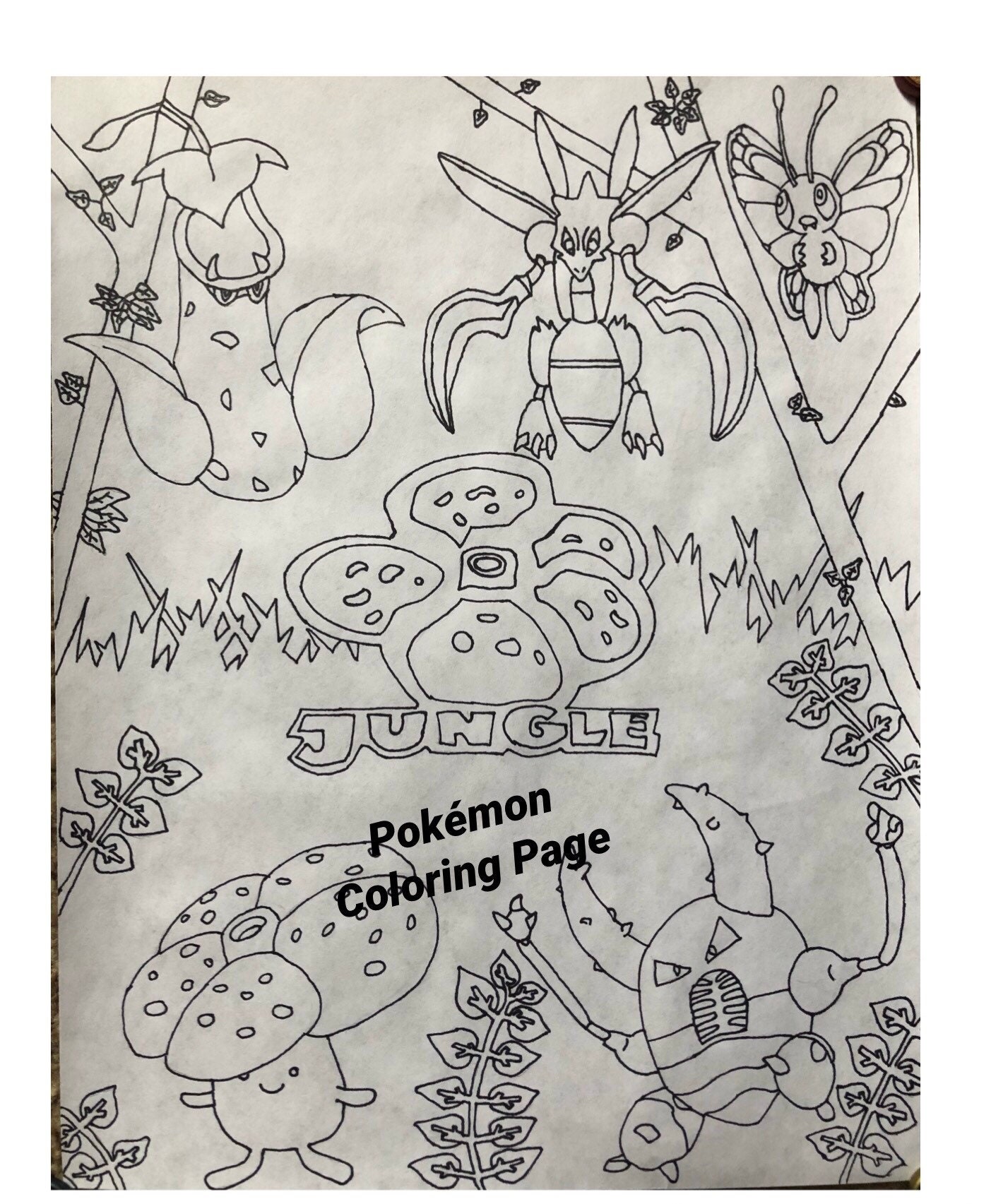 Printable pokemon coloring page jungle edition