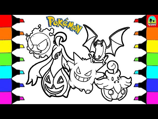 Pokeon coloring pages gangar and friends colouring book fun for kids i halloween edition