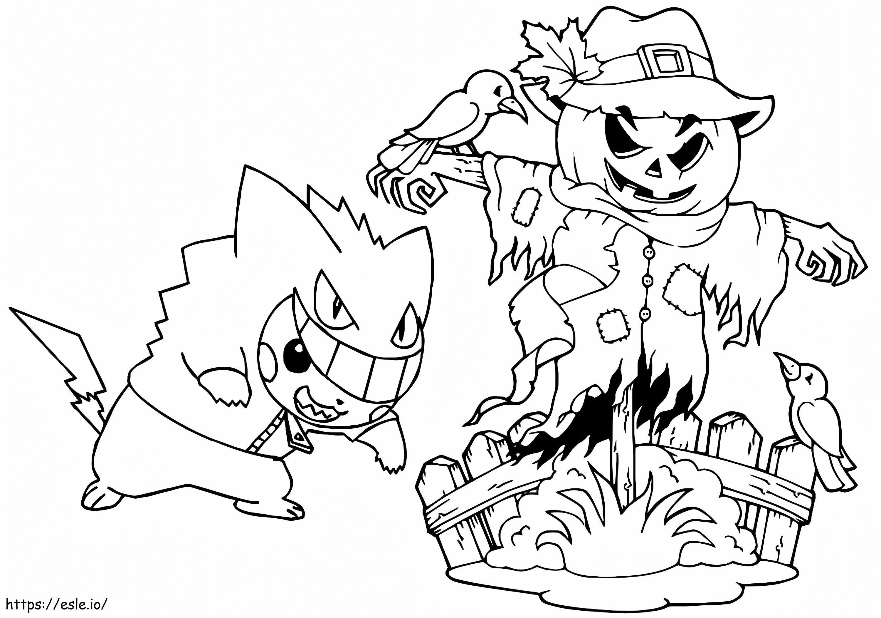 Printable pokemon halloween coloring page