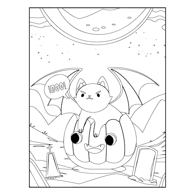 Premium vector halloween coloring pages for kids