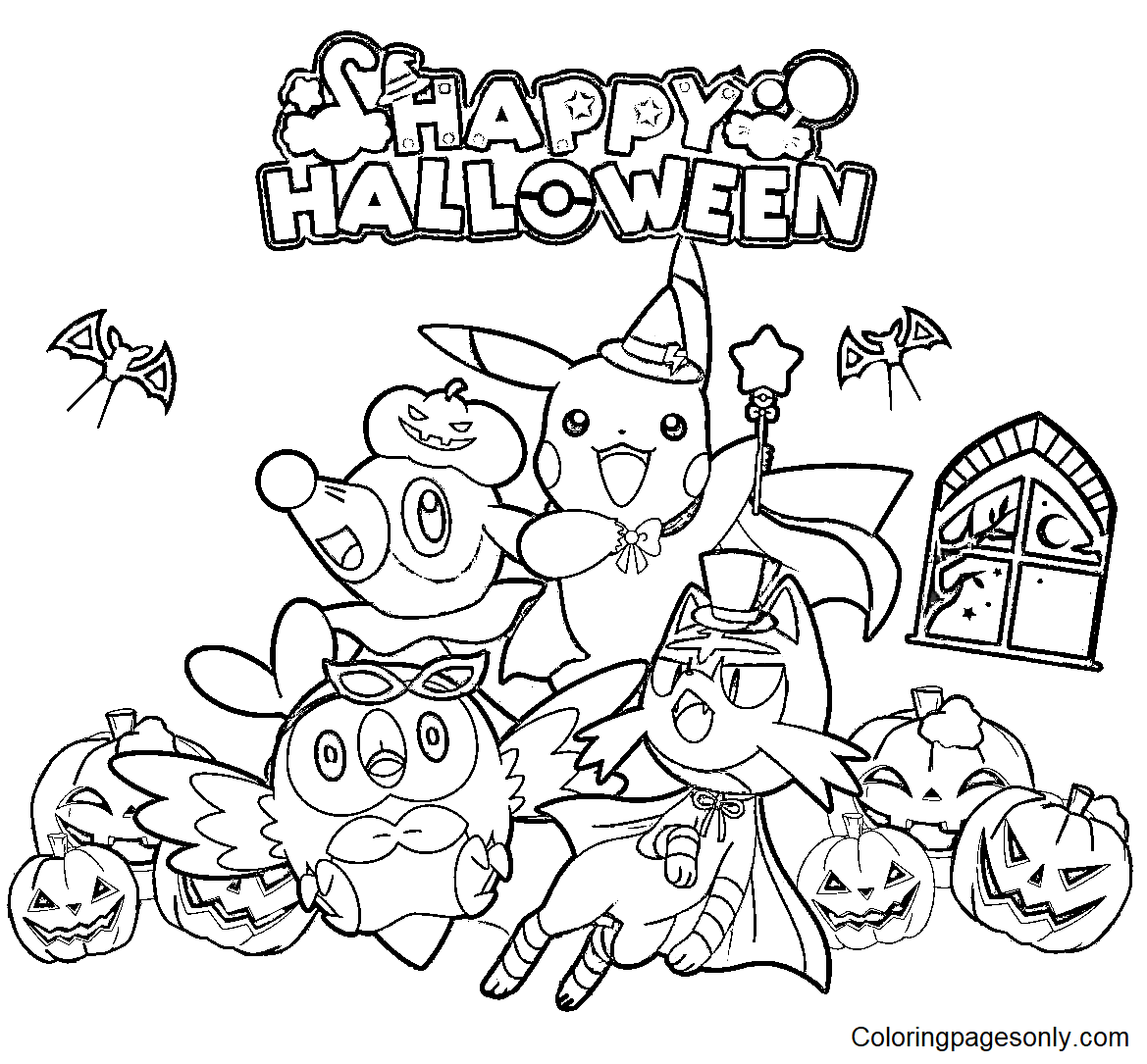 Pokemon halloween coloring pages printable for free download