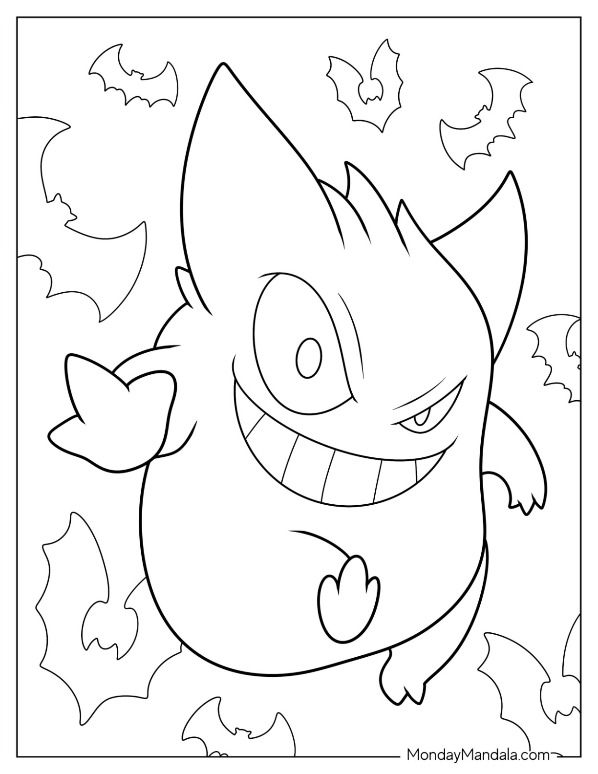 Gengar coloring pages free pdf printables