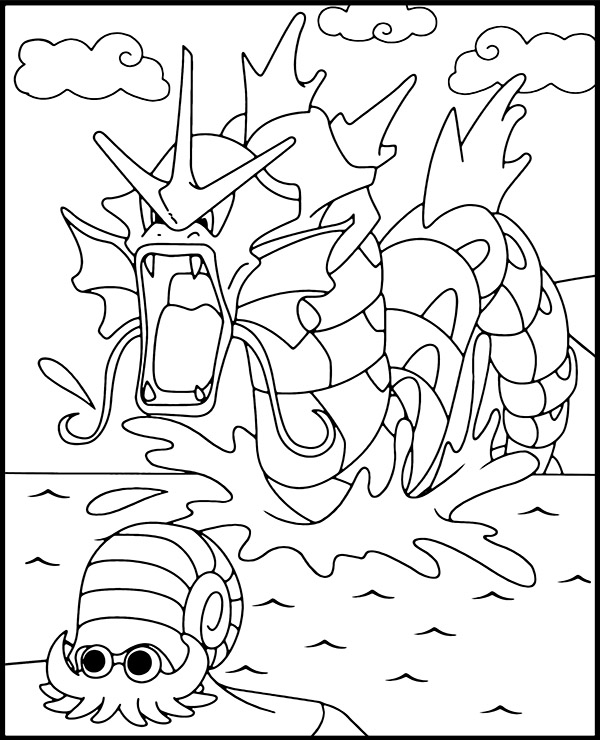 Printable pokemon coloring page gyarados