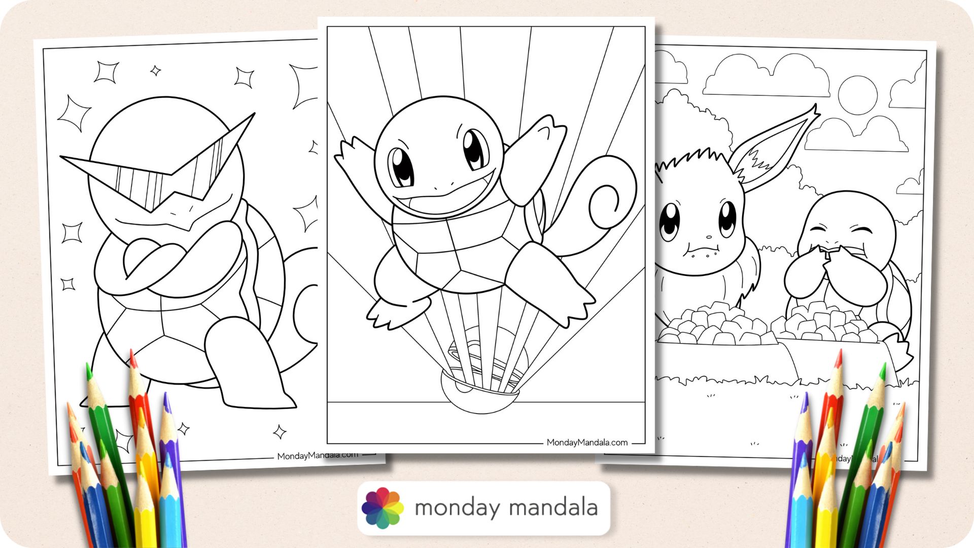 Squirtle coloring pages free pdf printables