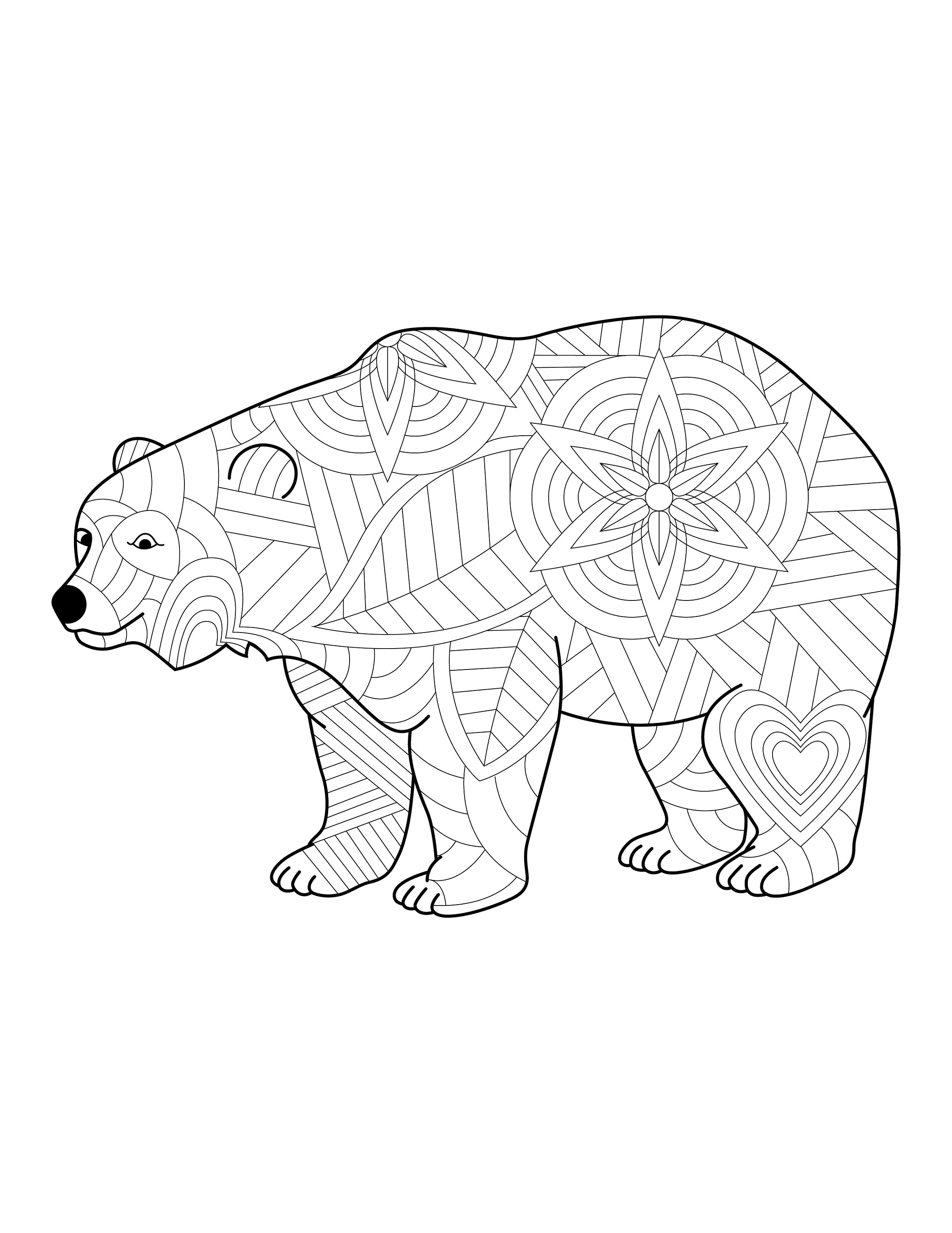 Polar bear coloring page zen coloring digital download coloring page instant download printable pdf