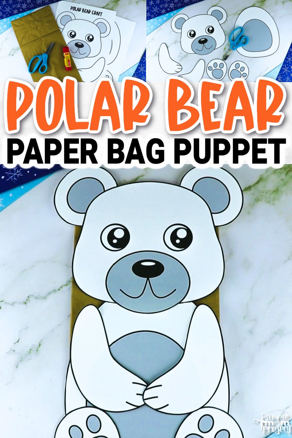 Printable polar bear paper bag puppet template â simple mom project