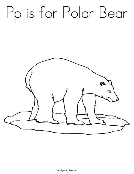 Pp is for polar bear coloring page