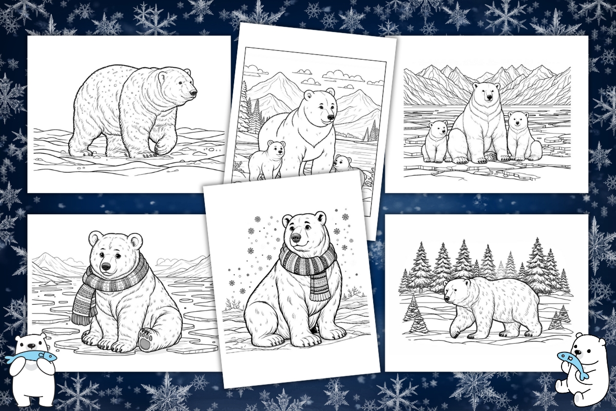 Free polar bear coloring pages for kids