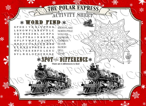 Polar express activity sheets instant download printable