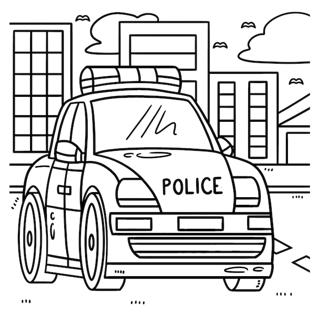 Premium vector police car coloring page for kids