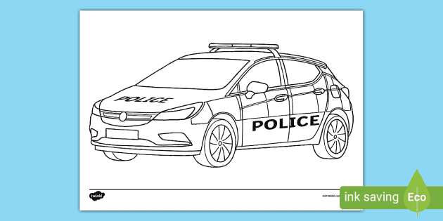 Police car colouring page teacher made