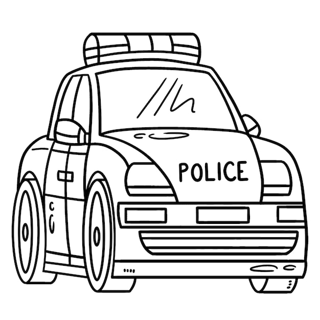 Premium vector police car isolated coloring page for kids