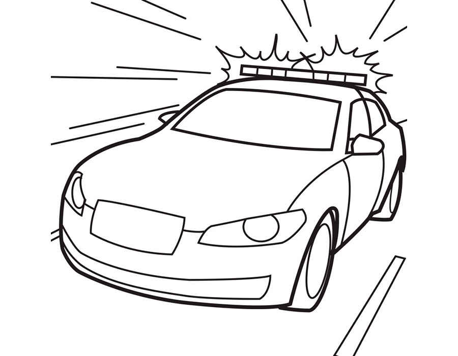 Police vehicle catching up criminals coloring page