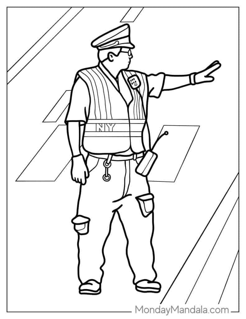 Police coloring pages free pdf printables