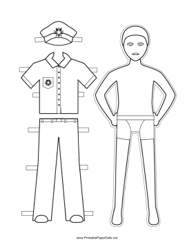 Policeman paper doll to color paper dolls princess paper dolls policeman craft
