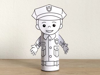 Police officer toilet paper roll printable coloring craft