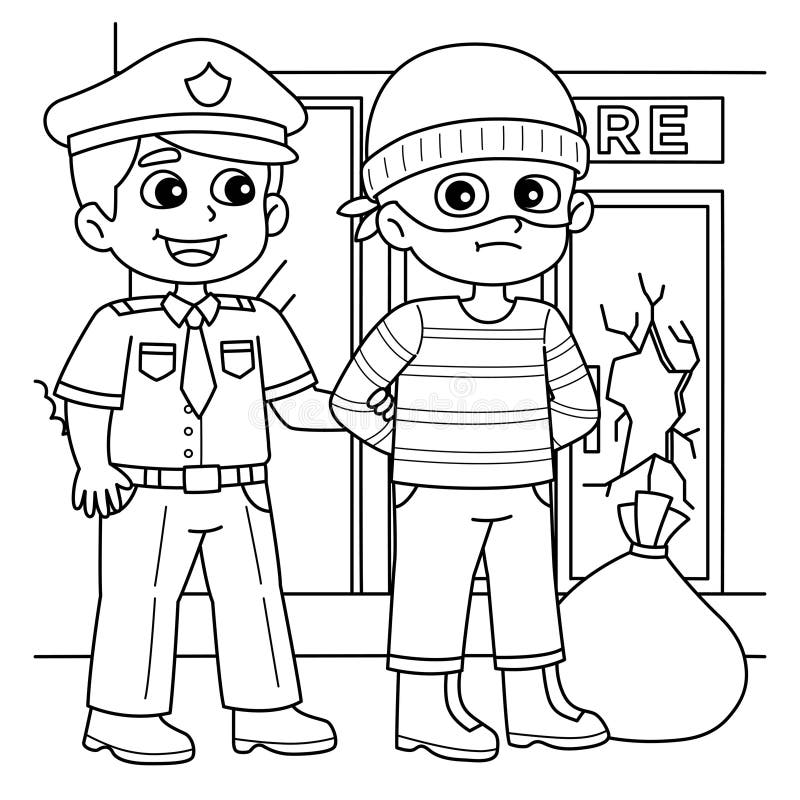 Police man coloring page stock illustrations â police man coloring page stock illustrations vectors clipart