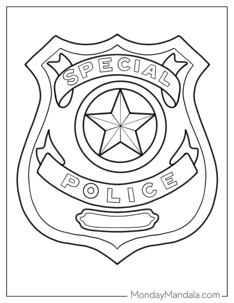 Police coloring pages free pdf printables