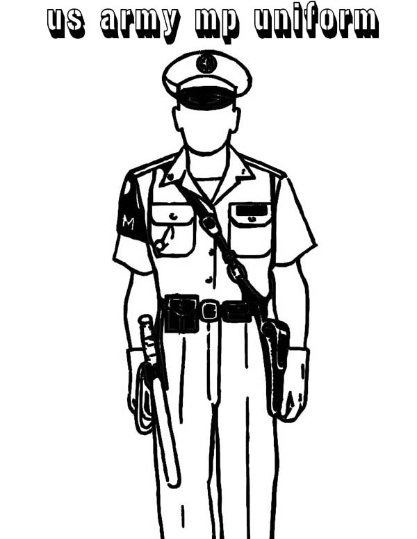 Police officer uniform coloring page