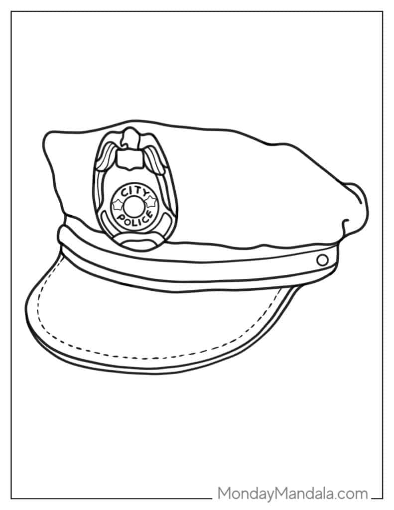 Police coloring pages free pdf printables