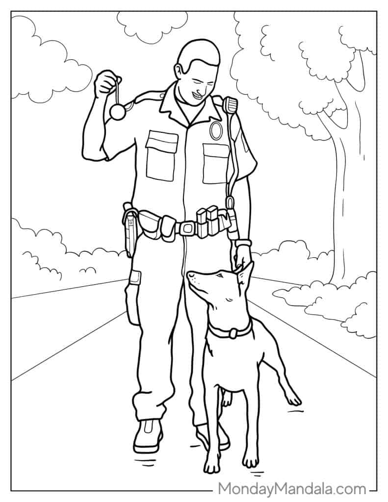 Police coloring pages free pdf printables