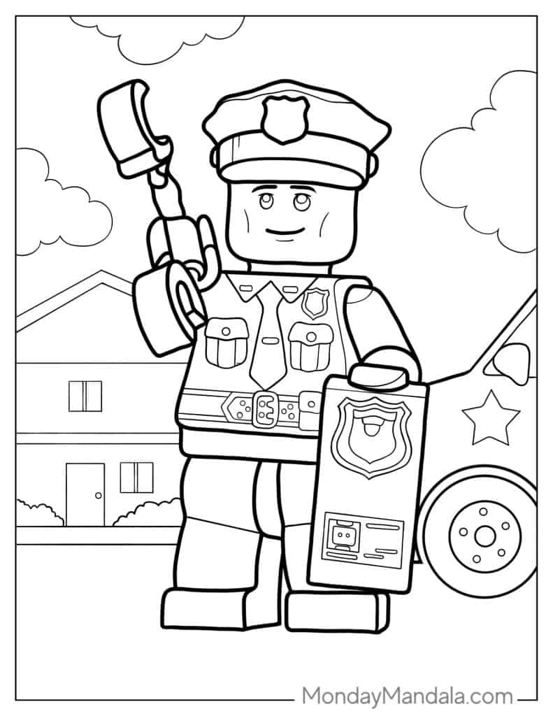 Police coloring pages free pdf printables