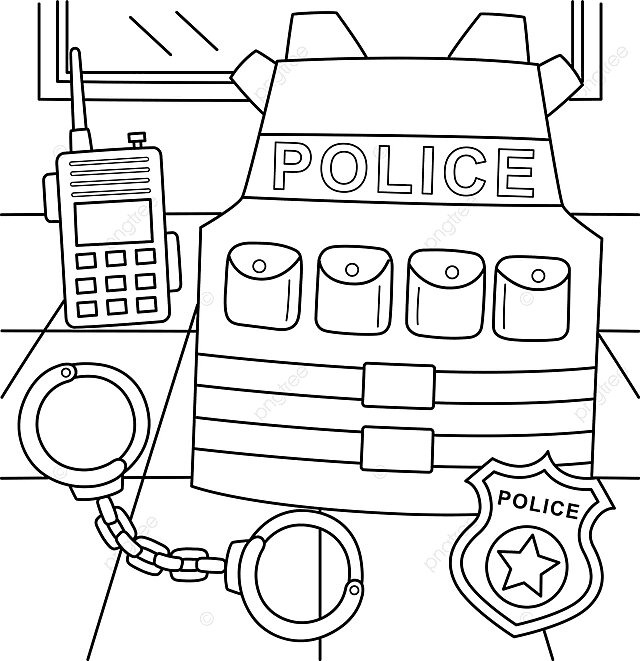 Police officer equipment coloring page for kids authority equipment defend vector authority equipment defend png and vector with transparent background for free download