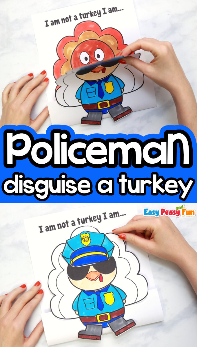 Disguise a turkey as a police officer printable template